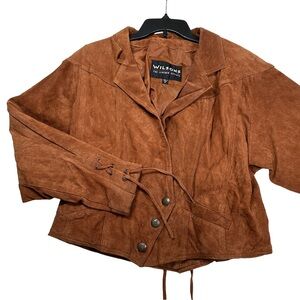 Wilsons 80s vintage suede‎ brown Leather Jacket western southwestern boho cowboy